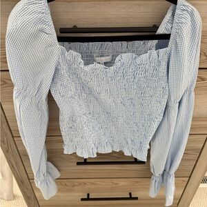 Blue Gingham Smocked Top purchased from revolve. Worn once